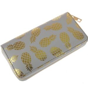 Gold Pineapple Zip Wallet - blue